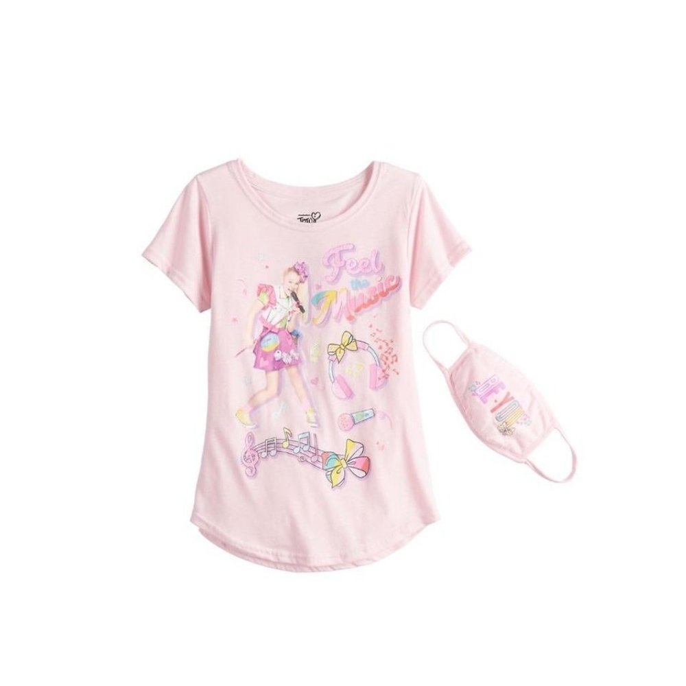 Girl's Nickelodeon JoJo Siwa Graphic Tee with Matching Mask Size XL (14-16)